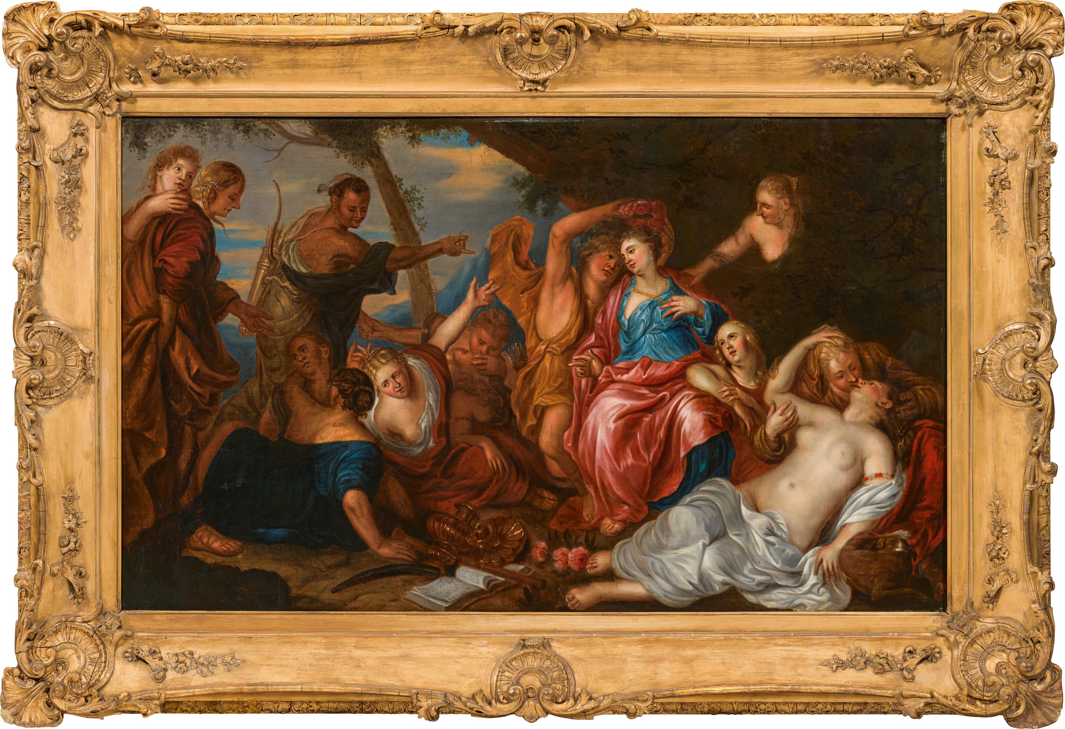 Follower of Anthonis van Dyck : Amarillis and Mirtillo - Image 2 of 2