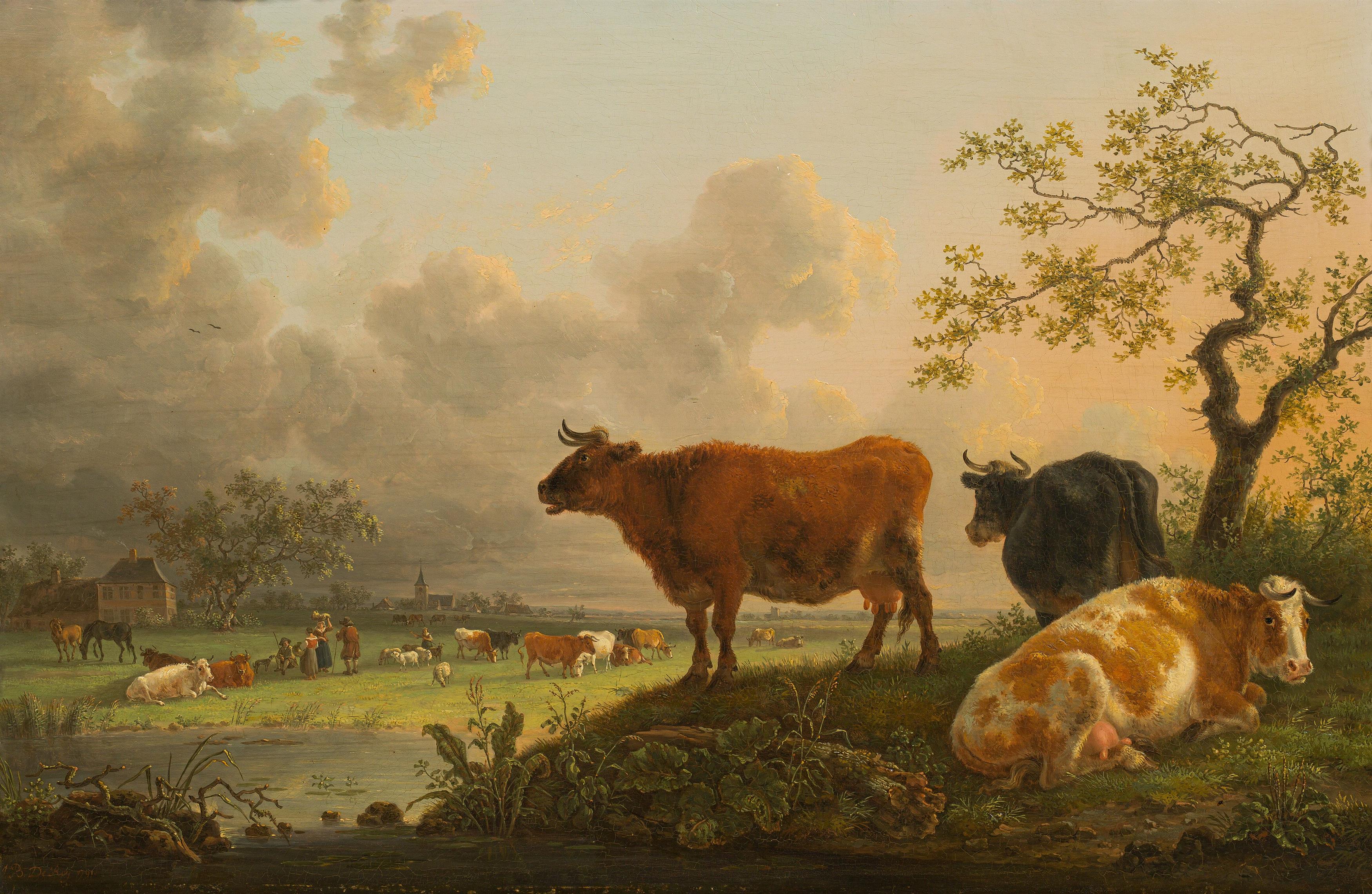 Jean Baptiste de Roy: Landscape with cattle