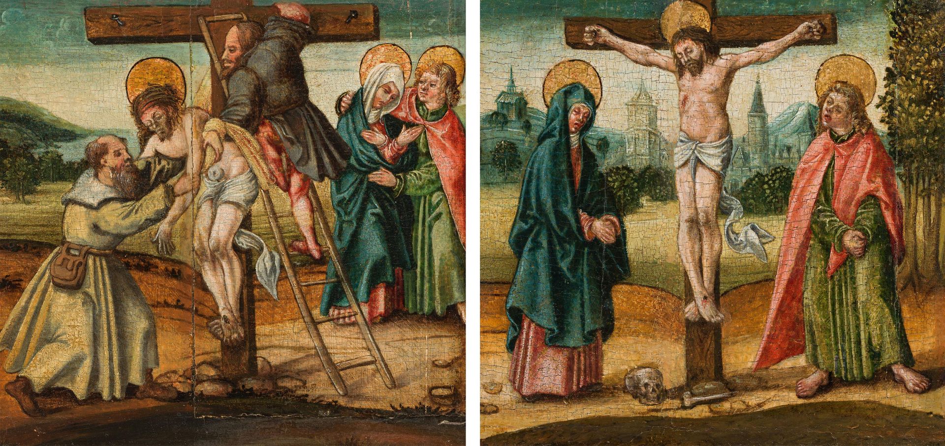 German School: Christ on the Cross / Deposition of Christ (pair)