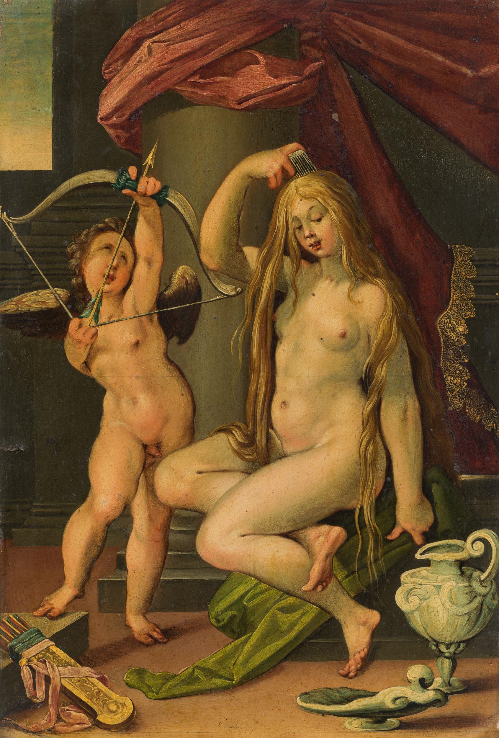 Circle of Bartholomäus Spranger : Venus and Amor