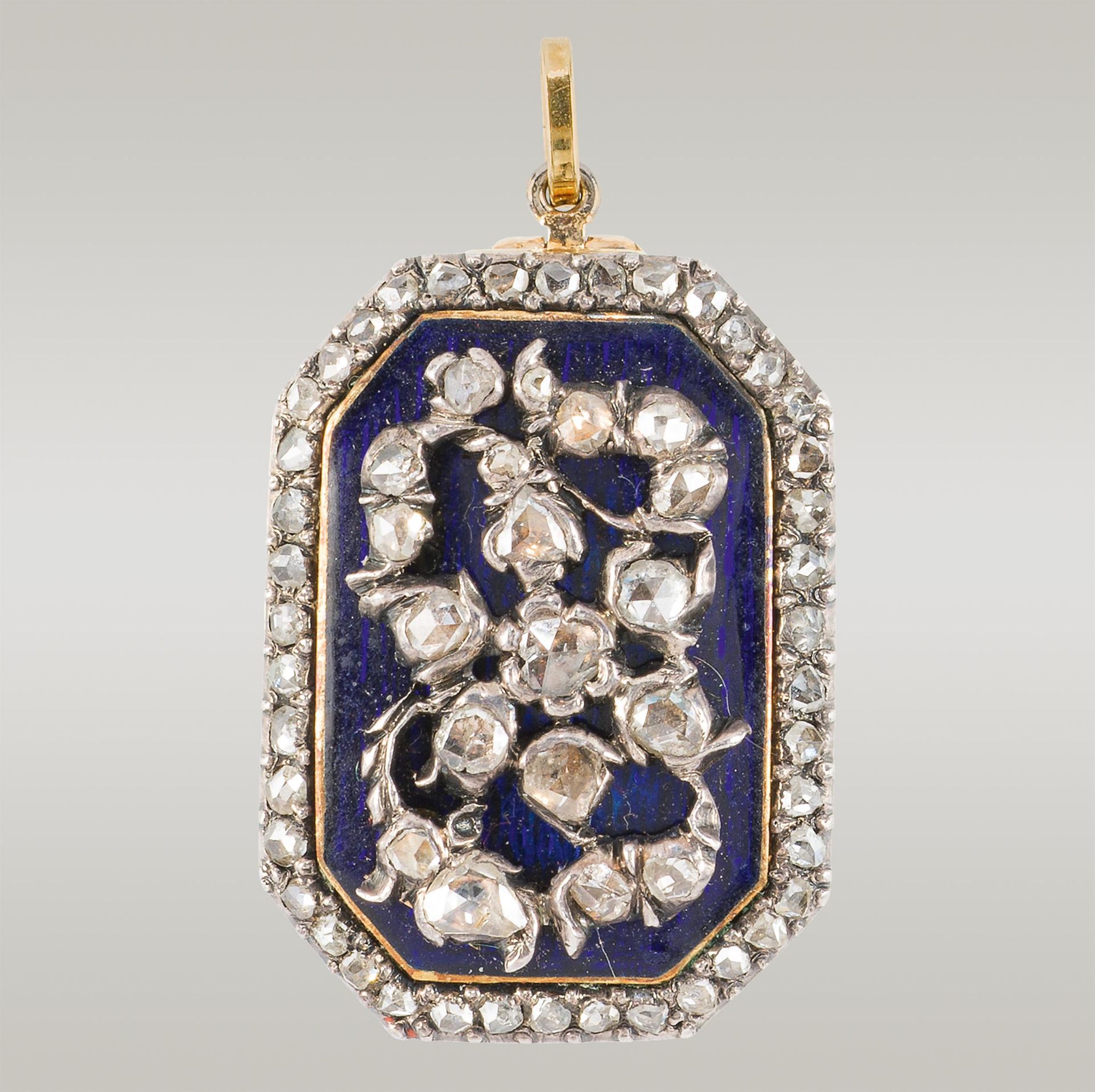 Diamond enamel brooch pendant