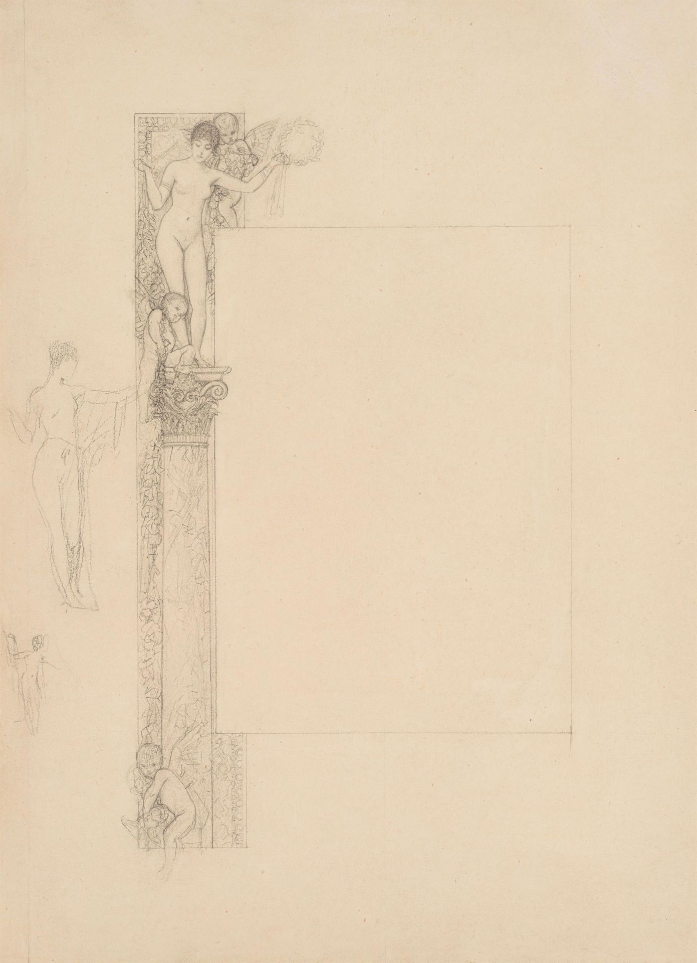 Gustav Klimt: Design for ornamental border of the public eulogy addressed to Karl von Hasenauer