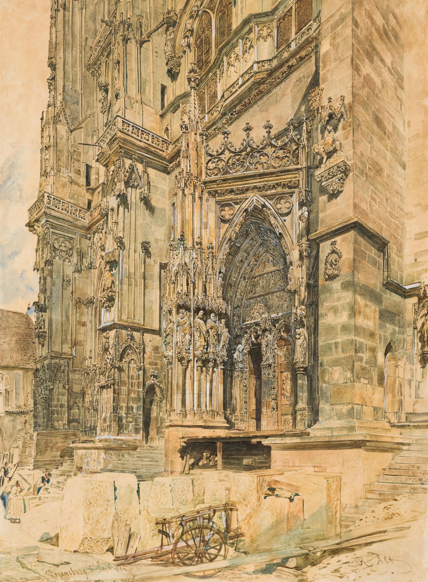 Rudolf von Alt: The portal of the cathedral in Regensburg