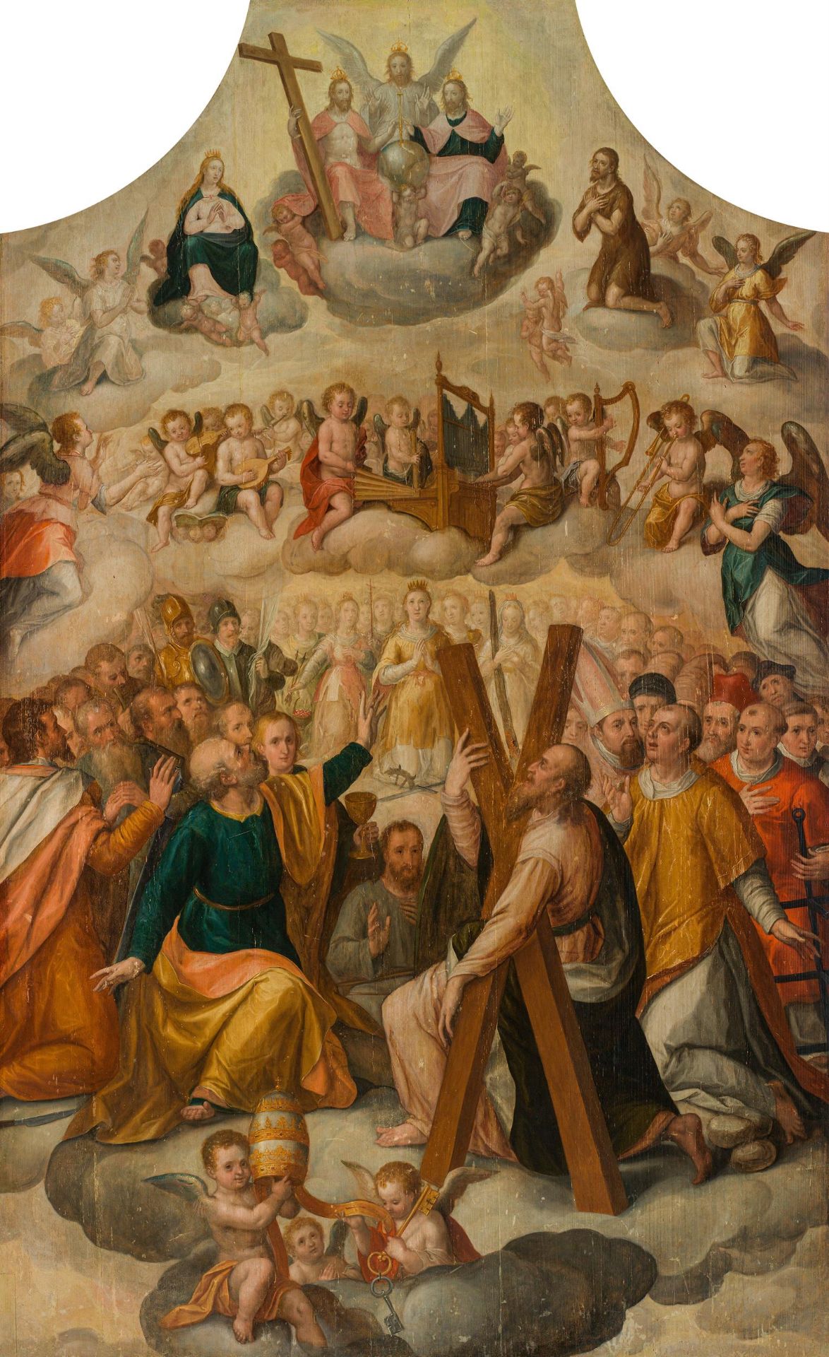 German School: All Saints panel with putti playing music