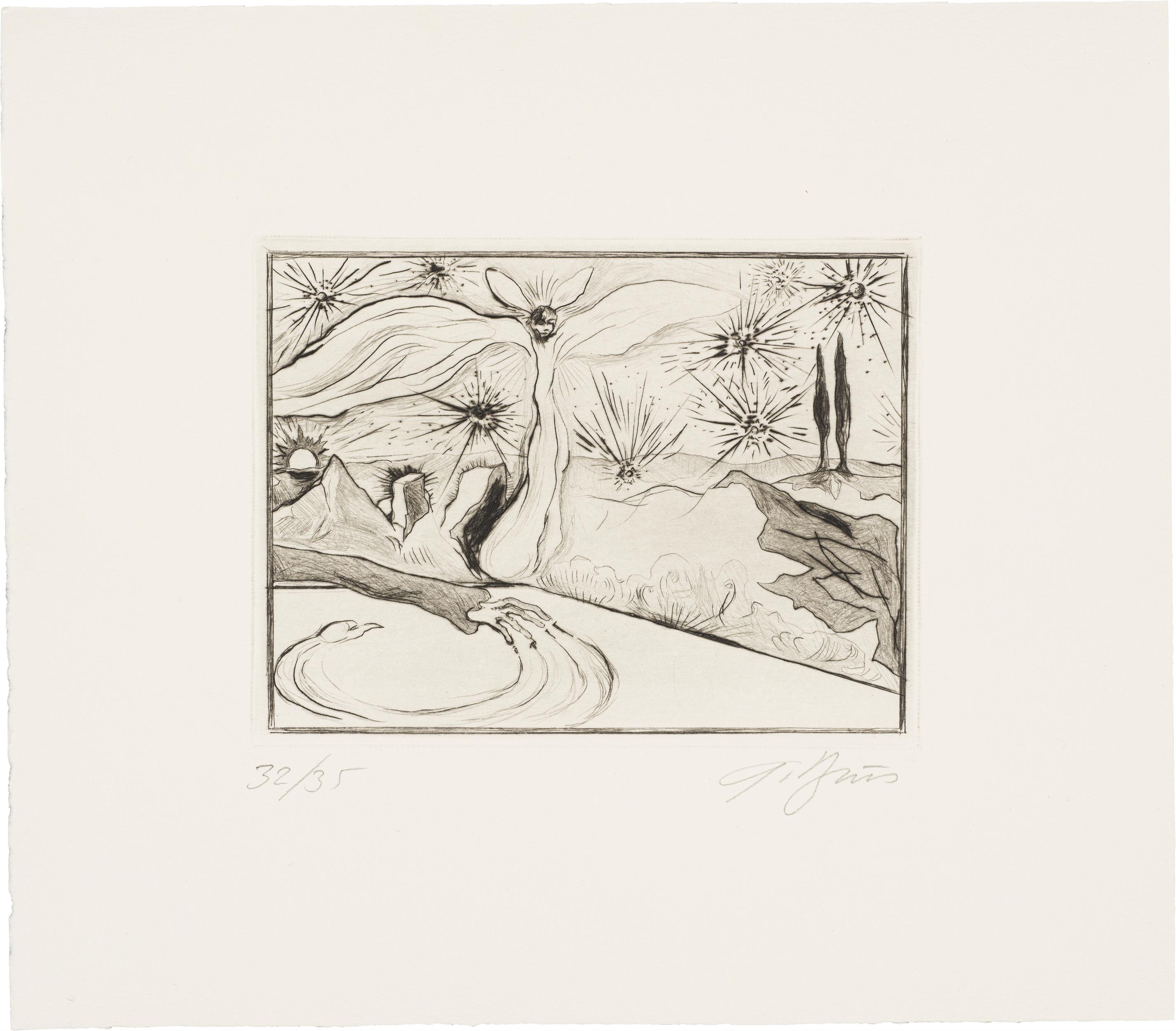 Günter Brus: Folder: 7 etchings for Gerhard Roth "Landläufiger Tod" - Image 5 of 10