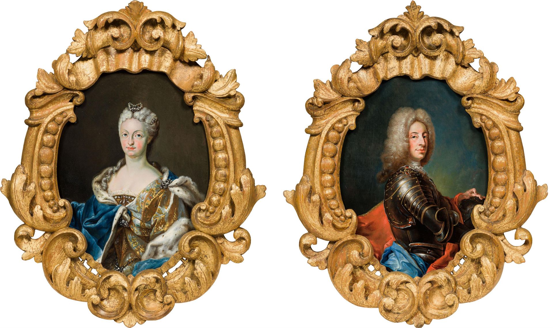 Joseph Vivien Umkreis: Bildnisse des Kurfürsten Karl Albrecht von Bayern und Maria Amalia (Paar)