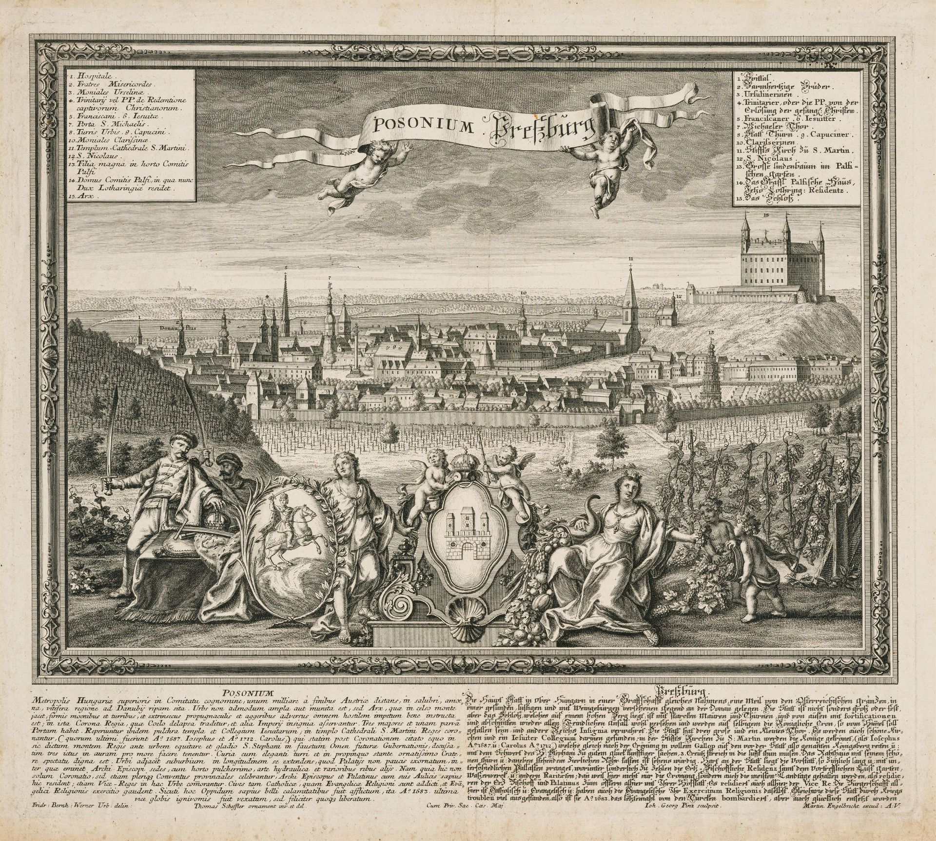 Matthäus D. J. Merian: Mixed lot of 2 copper engravings: View of Pressburg/Coronation of Archduke Le - Image 4 of 4