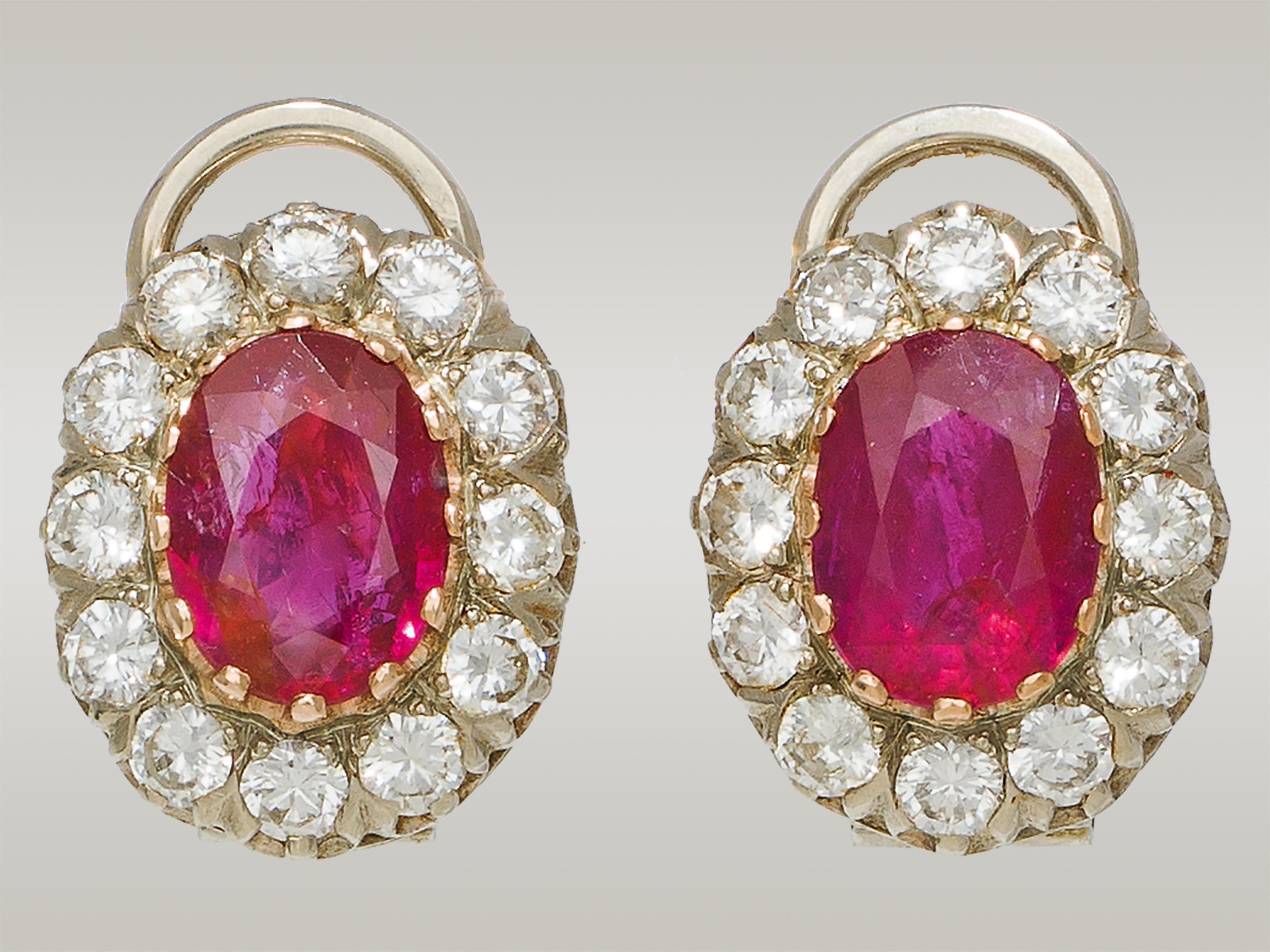 Ruby earrings with diamonds