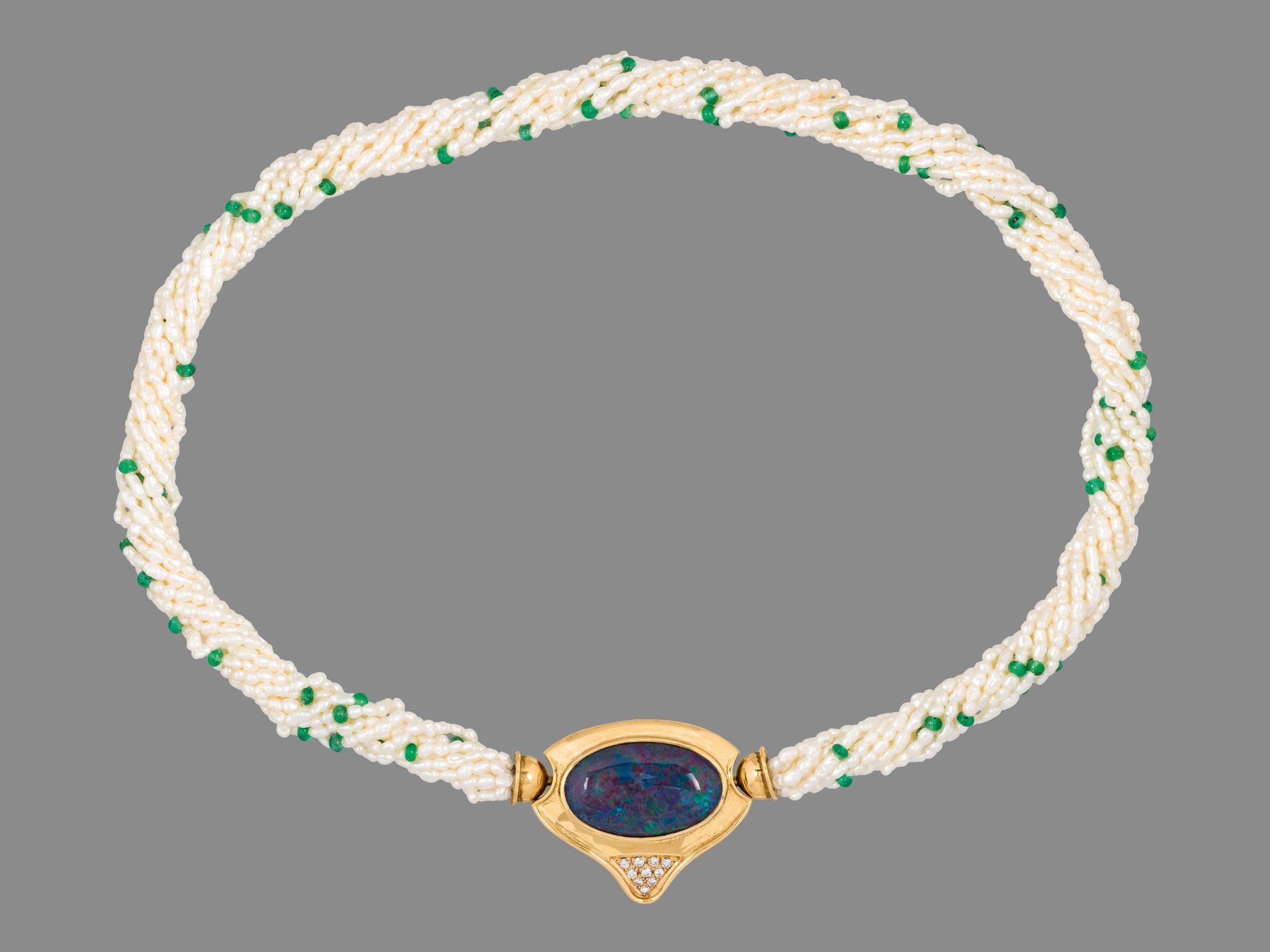 Perlen-Collier mit Opal