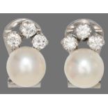 Perlen-Ohrringe mit Diamanten