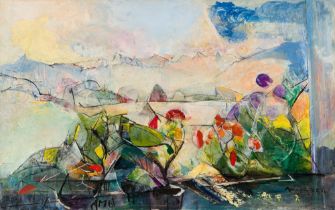 Anton Mahringer: Blumen am Fenster II