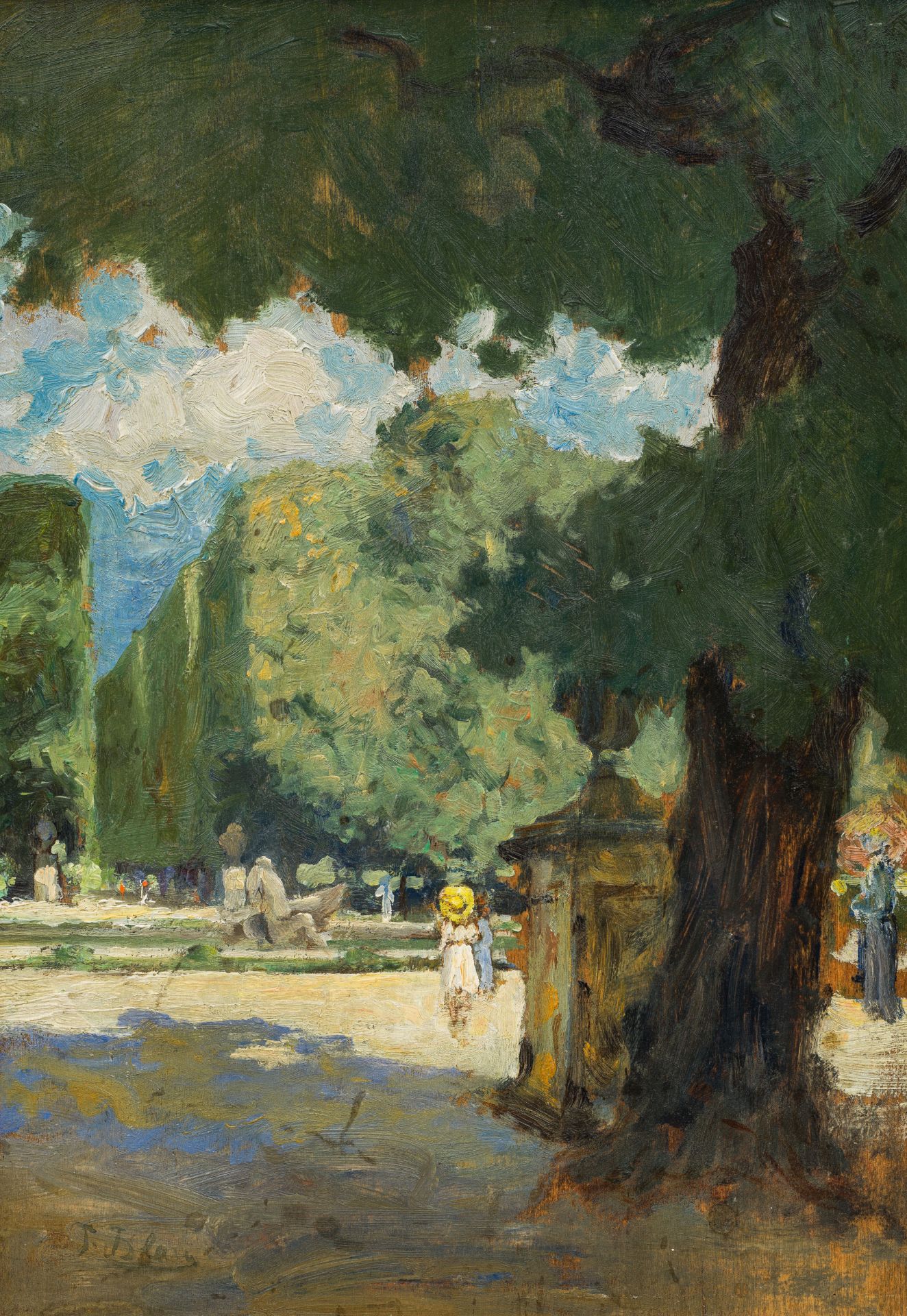 Tina BlauScene from Schönbrunn Palacec. 1900/10oil on panel; framed26.5 x 18.5 cmsigned on the lower