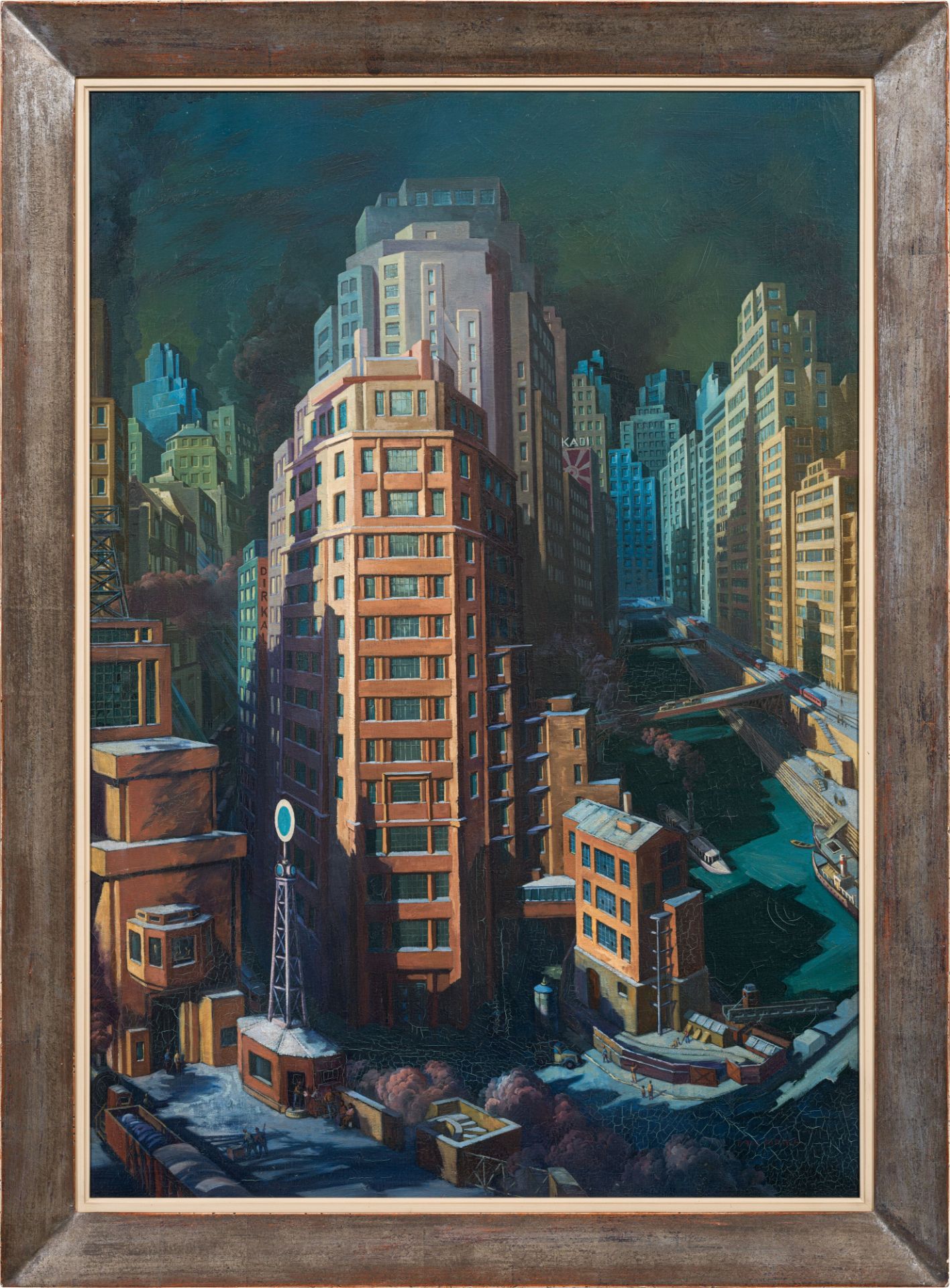 Paul KirnigCity - future vision Danube Canal1923oil on canvas; framed100 x 70 cmsigned on the - Image 2 of 2