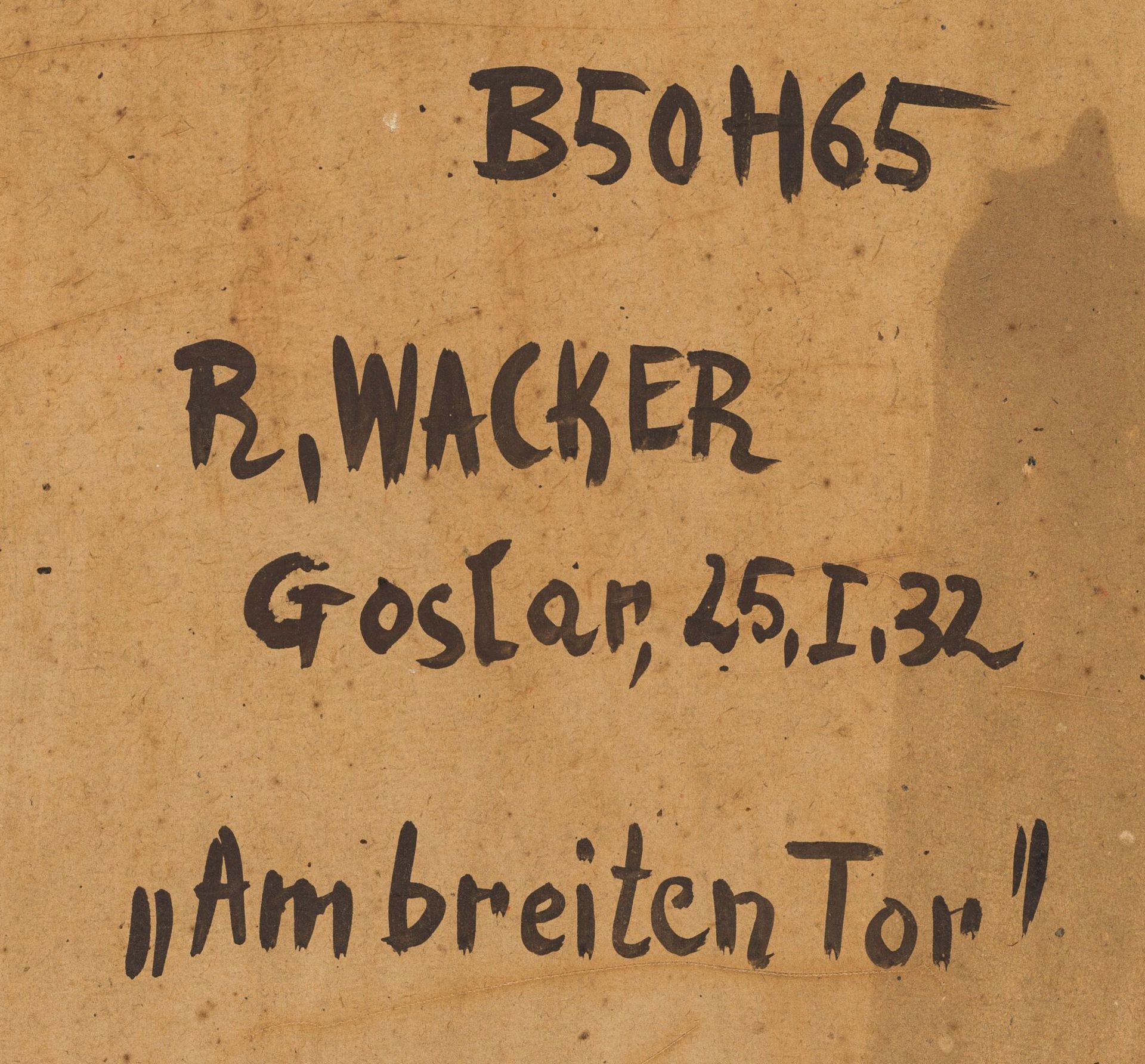 Rudolf WackerAm breiten Tor (Goslar)1932oil on cardboard; framed65 x 50 cmmonogrammed and dated on - Image 3 of 3