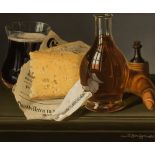 Leopold ZinnöggerStill life with cheese and wine1838oil on canvas; framed26 x 31 cmsigned and