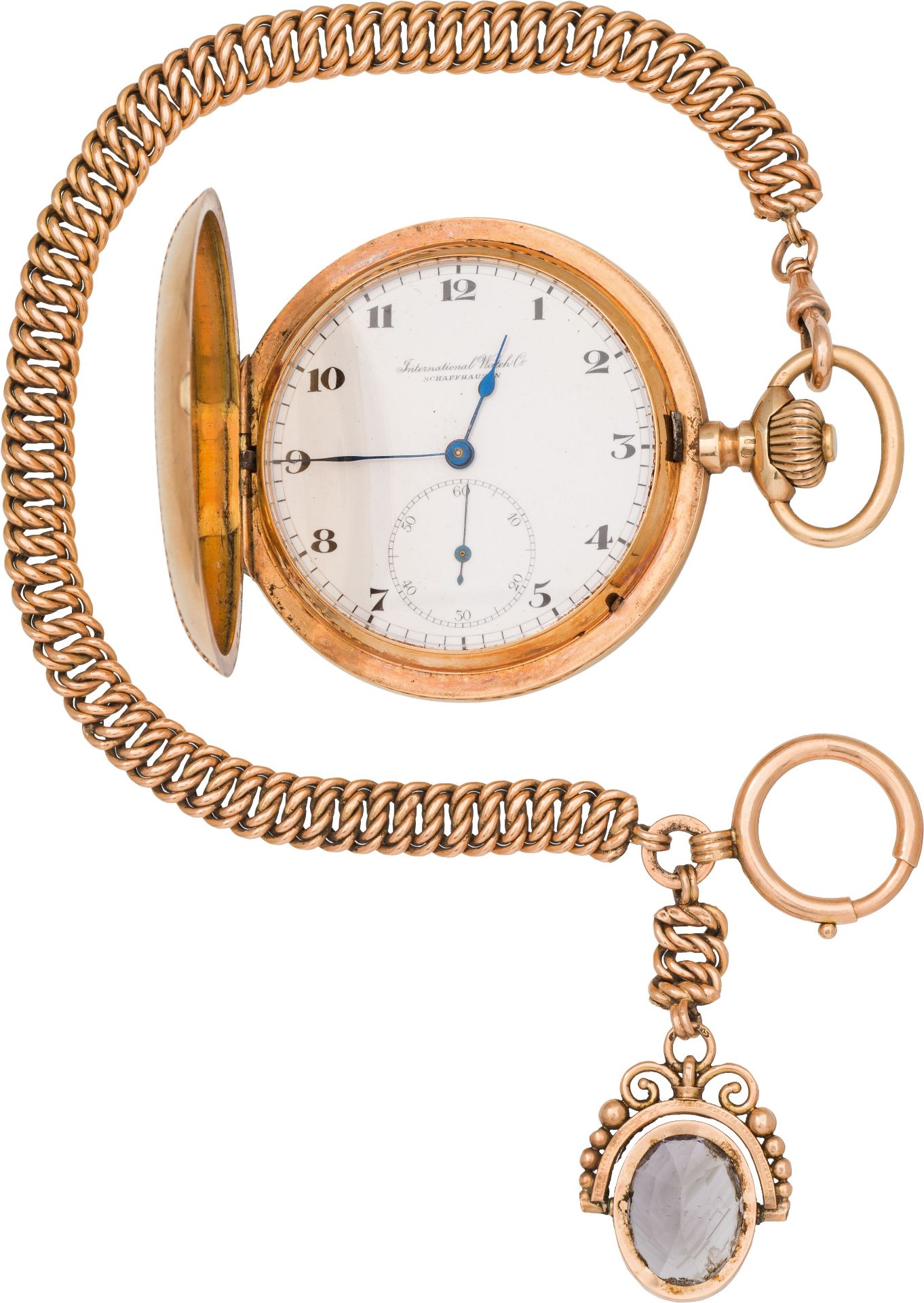 IWC SchaffhausenPocket watch with chainSwitzerland, early 20th century18k gold, gemstone; crown