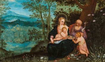 Jan Brueghel der Jüngere und Pieter van Avont: Landschaft mit Heiliger Familie und Johannes