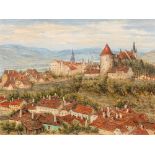 Siegfried Stoitzner: Blick auf den Pulverturm und die Piaristenkirche in Krems