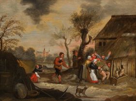 Pieter Brueghel der Jüngere Umkreis: "Wie een varken is, moet in het kot" ("Wer ein Schwein ist, mus