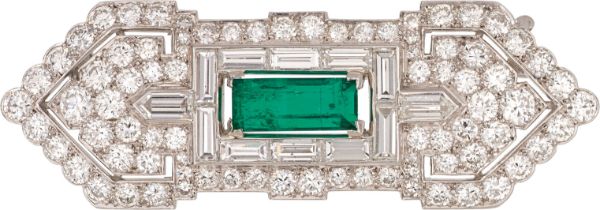 Smaragdbrosche mit Diamanten, Cartier