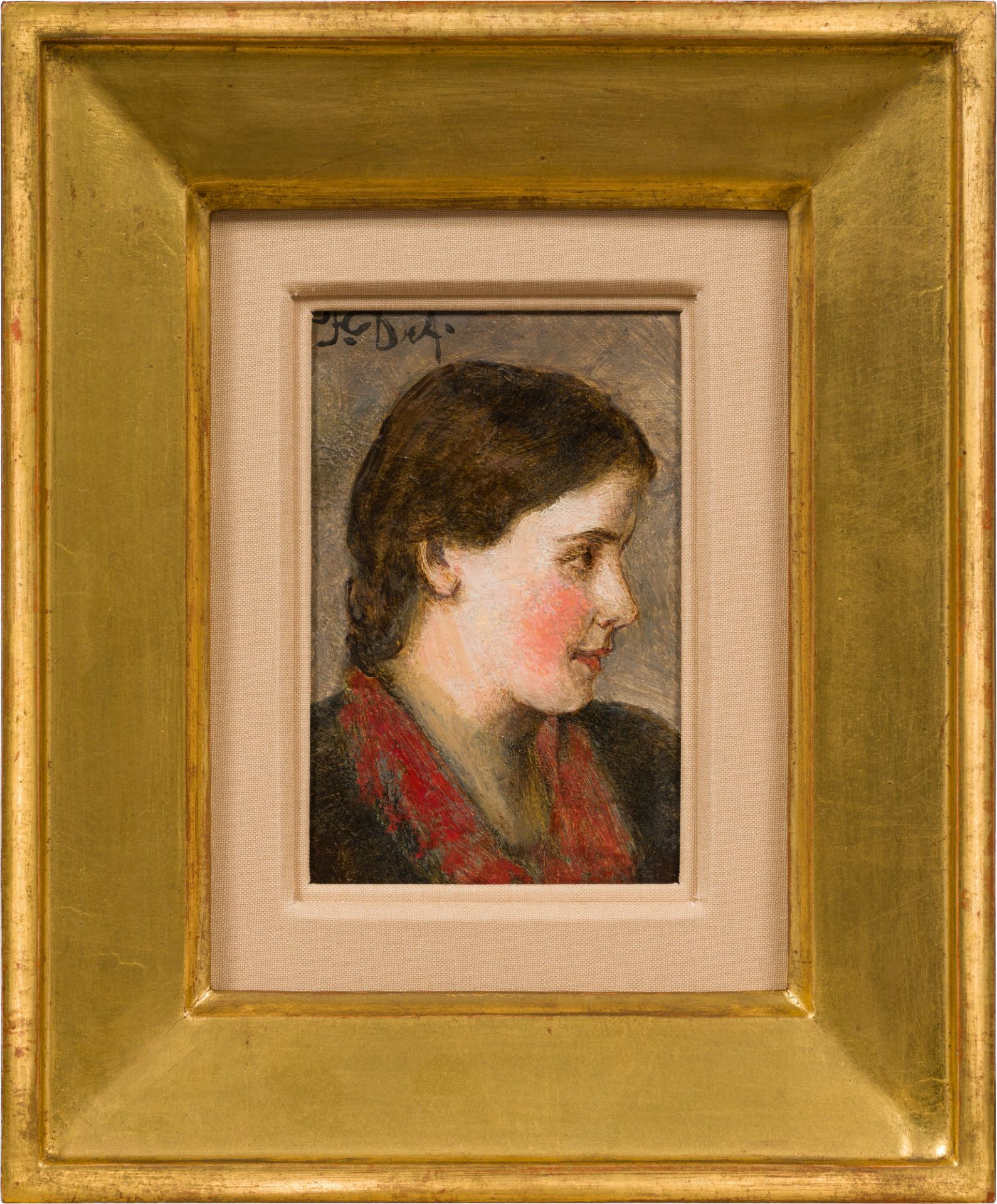 Franz von DefreggerGirl from Tyroloil on cardboard; framed12 x 8 cmsigned on the upper left: F. - Image 2 of 2