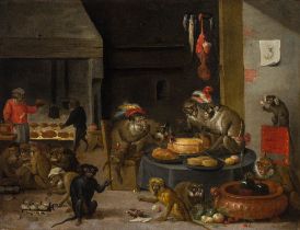 David Teniers der Jüngere Umkreis: Affen beim Festmahl