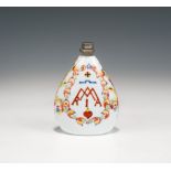 BottleSouth German, 18th centuryfrosted glass, enamel colour; one bottle inscibed on the front "