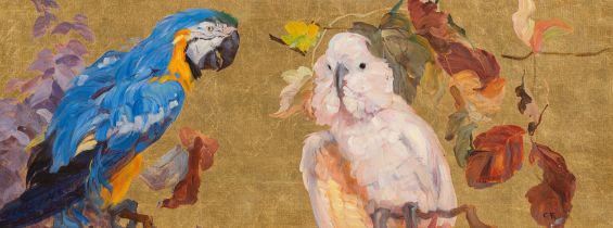 Carl Fahringer: Papagei und weißer Kakadu