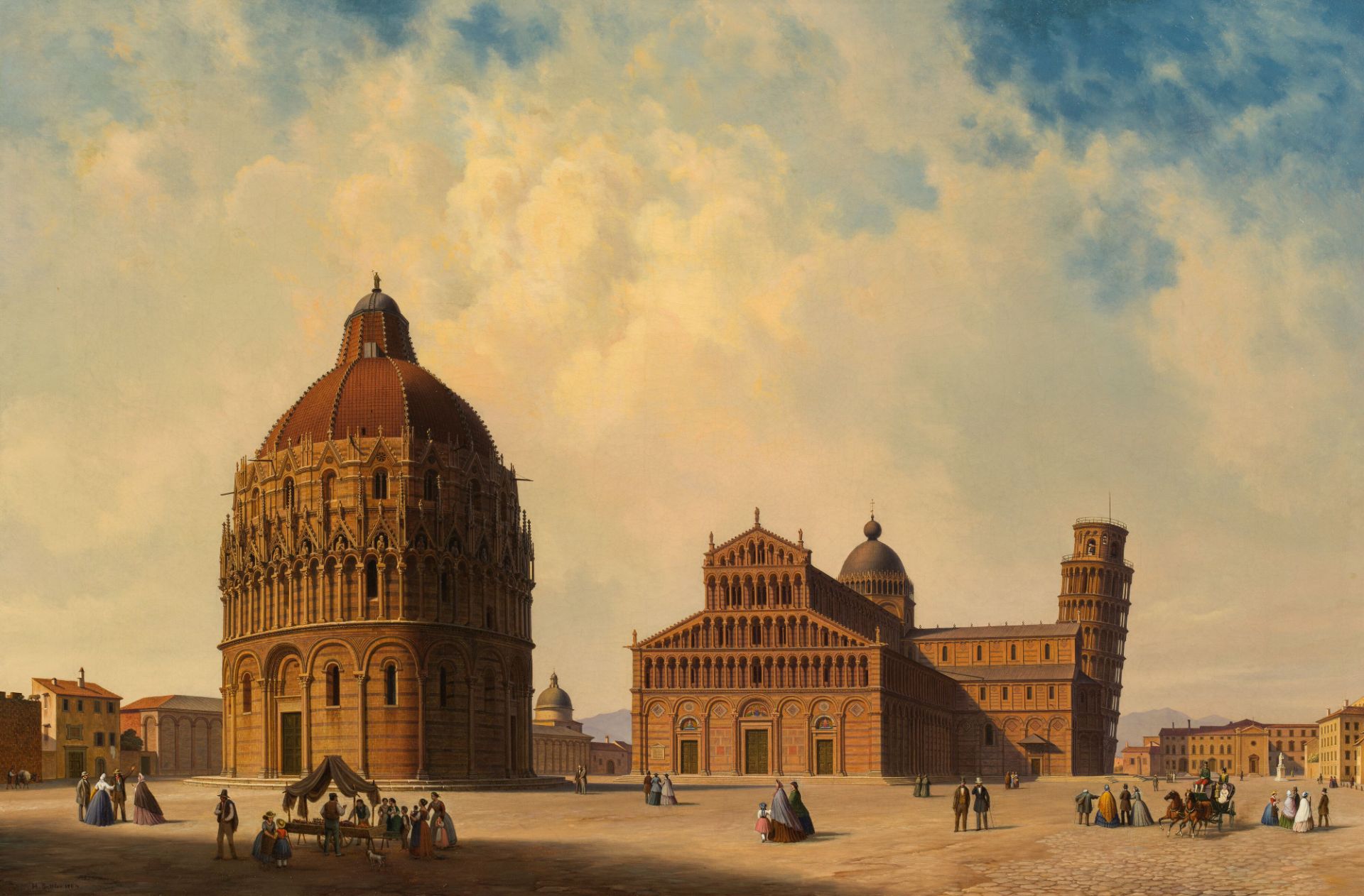 Hubert SattlerPisa, view on dome and baptistry1864oil on canvas; framed58 x 87 cmsigned and dated on