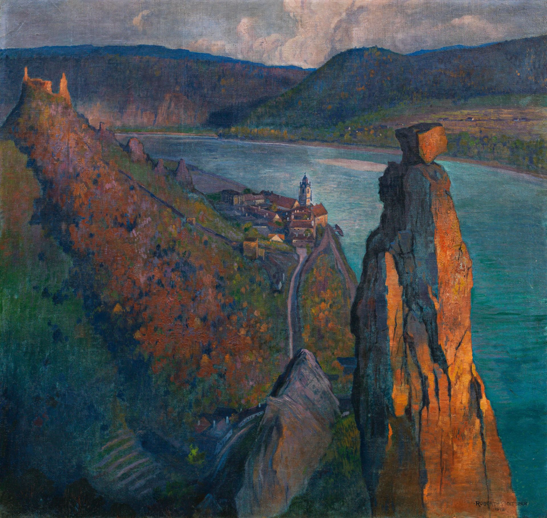 Robert StoitznerThe Wächter at Dürnstein1919oil on canvas; framed96 x 102 cmsigned and dated on