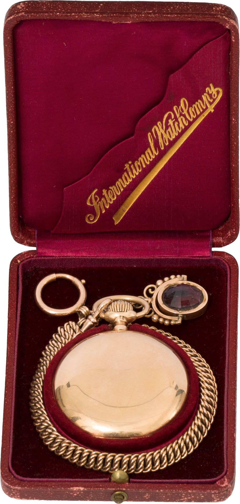 IWC SchaffhausenPocket watch with chainSwitzerland, early 20th century18k gold, gemstone; crown - Image 2 of 2