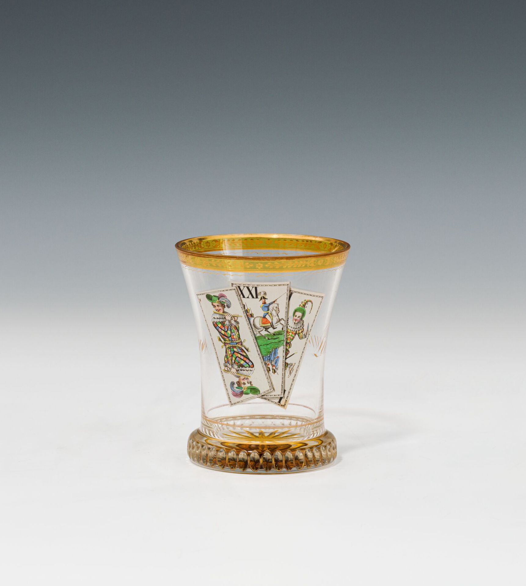 Anton KothgasserBeaker with trull cardsVienna, c. 1820colourless glass, partly stained yellow,