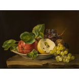 Franz Xaver PetterStill life with apples, grapes and walnut1849oil on canvas; framed31 x 41.5