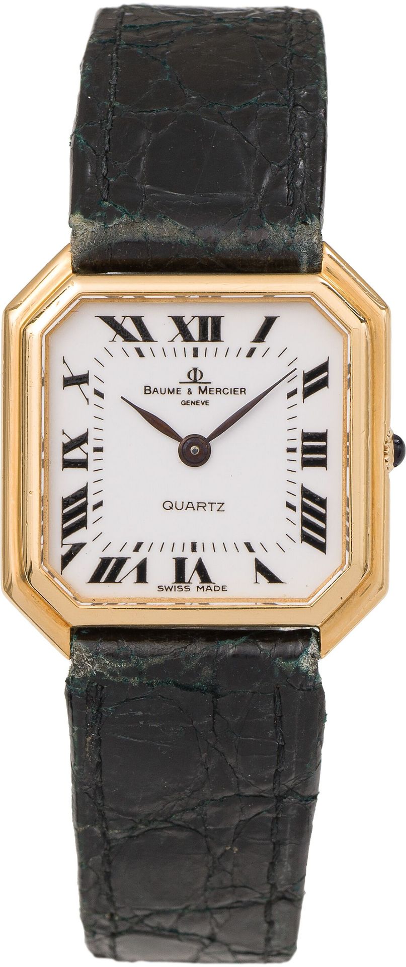 Baume & MercierMen's watchc. 1980; reference no. "482560"18k gold, sapphire, leather; sapphire