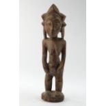 Figur, "blolo-bla", weiblich, stehend, Baule, Elfenbeinküste, Afrika, Holz, dunkelbraune Patina, Sk