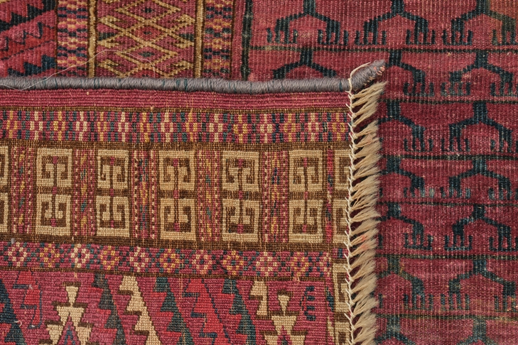 Tekke-Engsi-Hatschlu, Turkmenien, antik, sehr feine Knüpfung, ca. 1.26 x 1.16 m, Gebrauchsspuren - Image 2 of 2