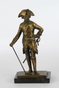 Skulptur des Friedrich II. , genannt Friedrich der Große, Bronze, auf Marmorsockel montiert, H. 27 