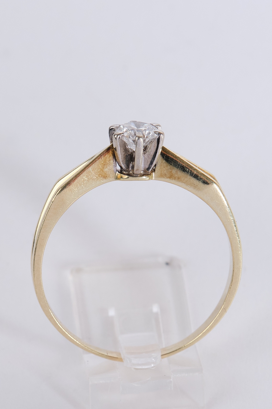 Ring, WG/GG 585, 1 Diamant ca. 0.40 ct., etwa w/si, Brillantschliff, 3.27 g, RM 19.25 - Image 3 of 3