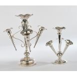 Tischvase, Silber 925, Birmingham, 1912, Martin Hall & Co Ltd, Gestell mit vier Vasenkörpern, davon