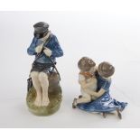 Porzellanfigur, "Bruder und Schwester", Bing & Gröndahl, Modellnummer 1568, polychrom, Modellentwur