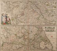 Karte, "Totius Flumini Rheni novissima descriptio", kolorierter Kupferstich, b. Nicolaes Visscher, 
