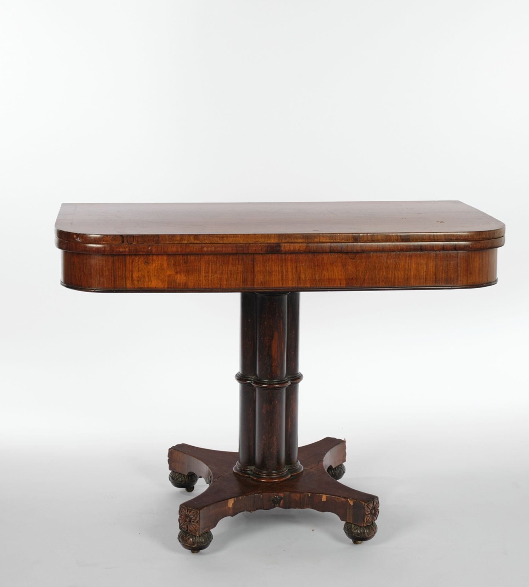 Spieltisch / Konsoltisch, Biedermeier, um 1830, Mahagoni furniert, Fadeneinlagen, rechteckige Platt - Bild 2 aus 4