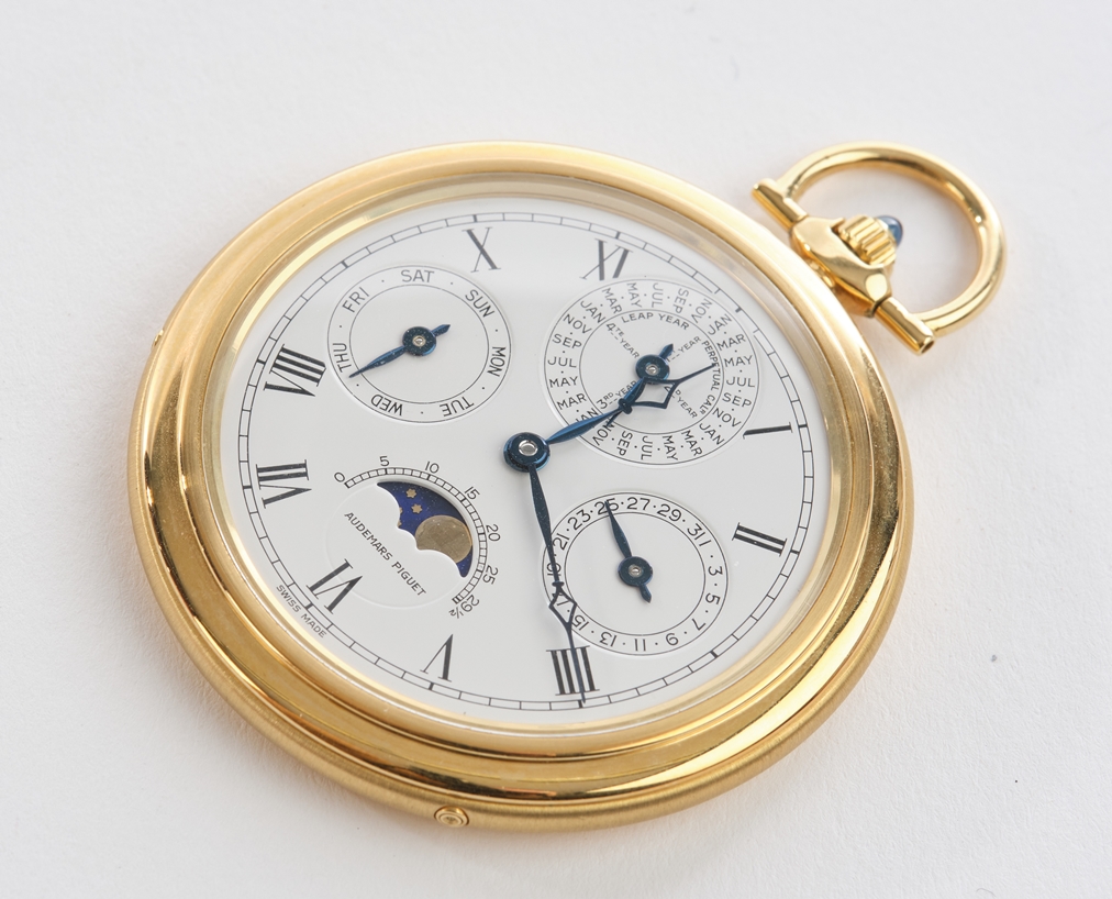 Taschenuhr, Audemars Piguet, Quantieme Perpetuel / Ewiger Kalender, Ref. BA 25555, Cal. 5020, Gehäu