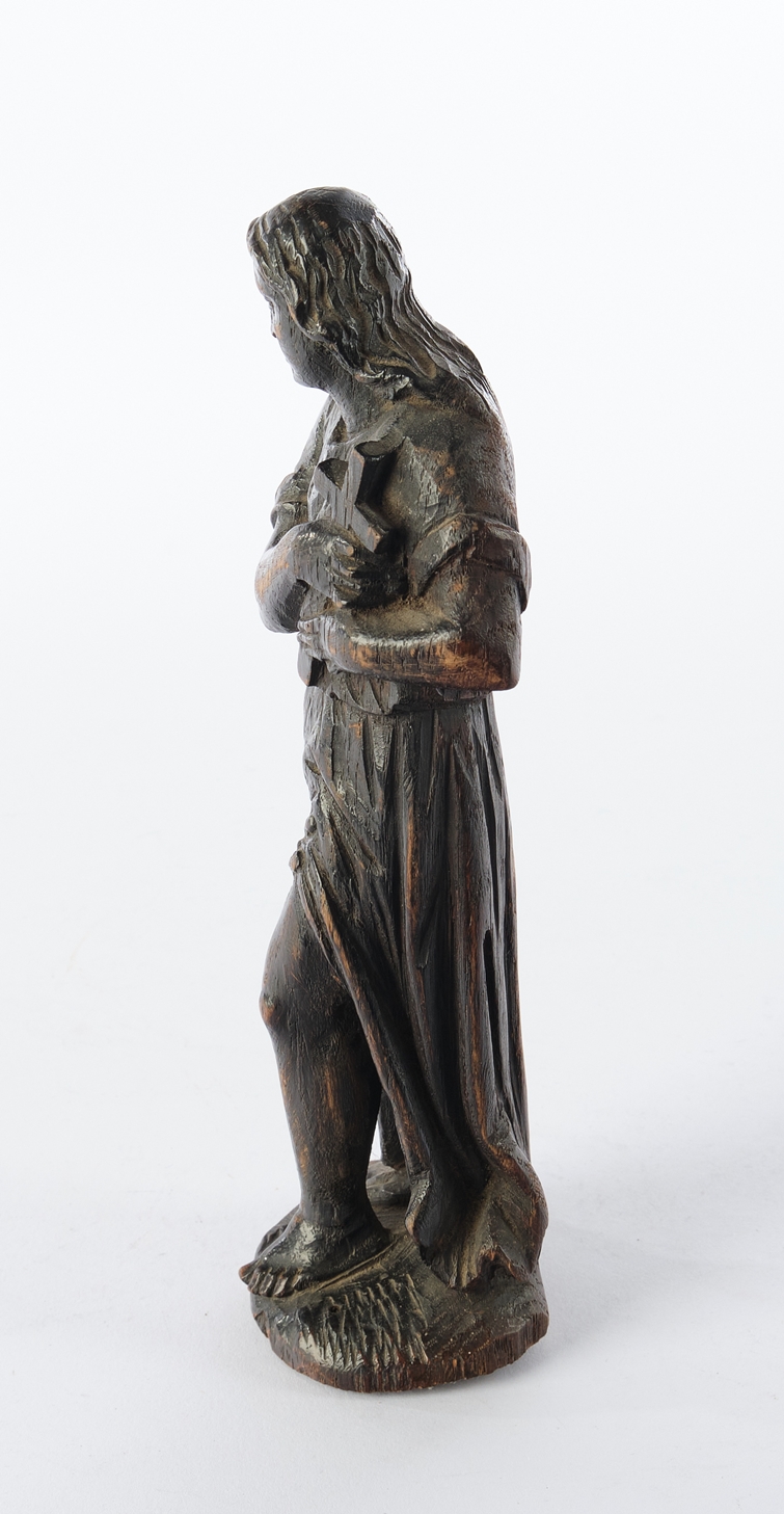 Skulptur, Holz geschnitzt, "Maria Magdalena", 18. Jh., 23 cm, dunkel gebeizt - Image 4 of 4