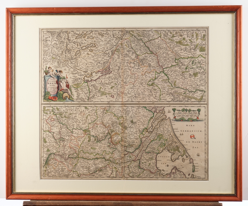 Karte, "Totius Flumini Rheni novissima descriptio", kolorierter Kupferstich, b. Nicolaes Visscher, - Image 2 of 3