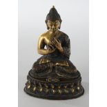 Buddha, Tibet/Nepal, 2. Hälfte 20. Jh., Messingbronze, teils patiniert, die Hände in dharmacakra-mu
