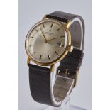 Junghans, Herren-Armbanduhr, 1960er Jahre, Gehäuse vergoldet, Zifferblatt mit Strichindizes und Dat