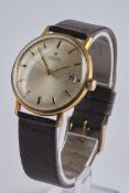 Junghans, Herren-Armbanduhr, 1960er Jahre, Gehäuse vergoldet, Zifferblatt mit Strichindizes und Dat