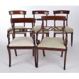 5 Stühle im englischen Regency-Stil, 19./20. Jh., Mahagoni, davon zwei Armlehnstühle, alle leicht u