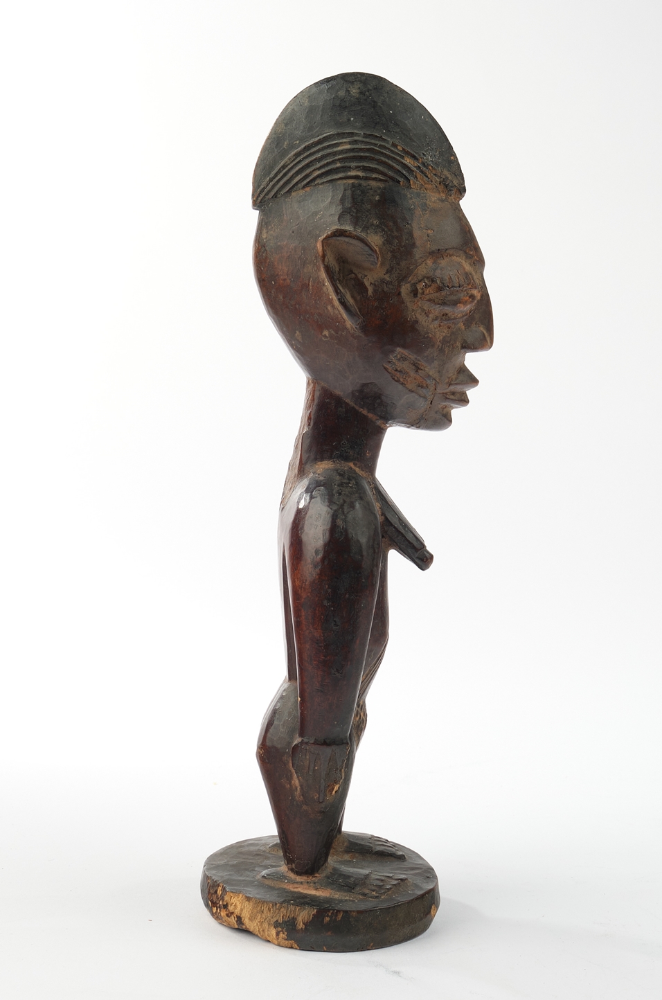 Zwillingsfigur, weiblich, Yoruba, Oyo, Nigeria, Afrika, Igbuke family, Holz, glänzend dunkle Patina - Image 2 of 4